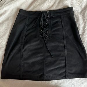 Black suede mini skirt